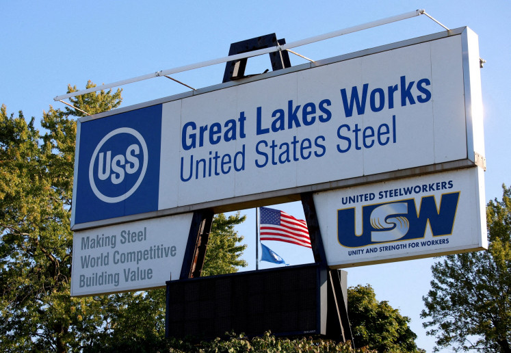 A United Steelworkers sign is seen outside the Great Lakes Works United States Steel plant in River Rouge, Michigan, the United States, on Sept. 16, 2024.