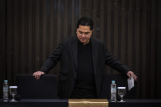 Chairman of the Indonesian Football Association (PSSI), Erick Thohir, attends a press conference to announce the dismissal of the national team's South Korean coach Shin Tae-Yong in Jakarta on  Monday, January 6, 2025.