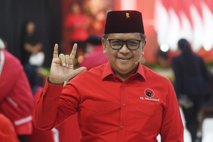 Indonesian Democratic Party of Struggle (PDI-P) Hasto Kristiyanto poses during the party's 52nd anniversary event in Jakarta on Jan. 10, 2025.