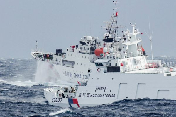 Increasing tension: A vessel from the Taiwan Coast Guard (front) monitors a China Coast Guard ship on Dec. 12, 2024, while patrolling waters a few nautical miles from Taiwan's northeastern coast.