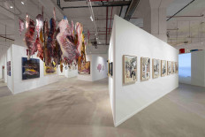 Colliding histories: Meat-like paper paintings by established Singaporean painter Wong Keen are displayed among other works by Southeast Asian artists in the Singapore-based contemporary art showcase S.E.A. Focus, which runs from Jan. 18 to 26, 2025.