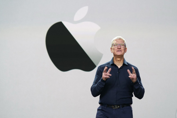 This handout image obtained June 22, 2020 courtesy of Apple Inc. shows Apple CEO Tim Cook, one of the speakers at The Apple Worldwide Developers Conference. (Apple Inc./AFP/File)
