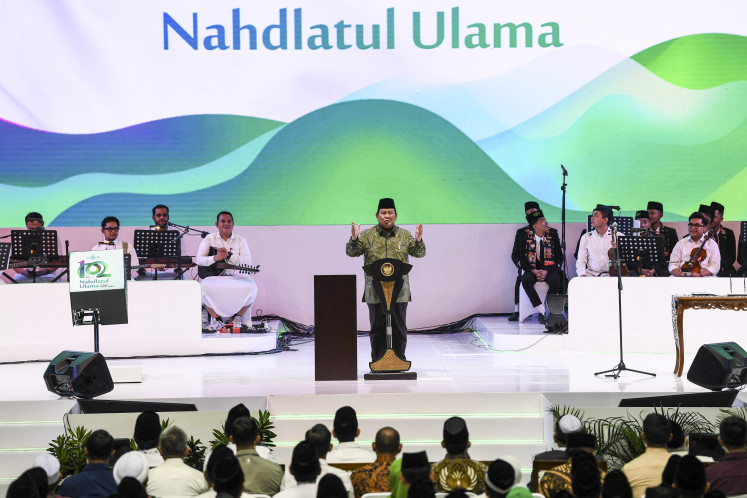 President Prabowo Subianto gave a speech while attending the Harlah Nahdlatul Ulama event at Istora Senayan, Jakarta, on Wednesday, February 5, 2025. The peak of the commemoration of the 102nd Birthday of Nahdlatul Ulama (NU) raised the theme of Working Together with the People for Indonesia Maslahat. 