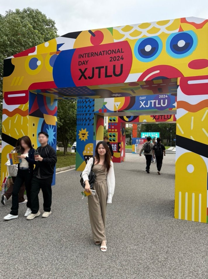 Global vibe: Clarine Beryl walks the campus at XJTLU International Day 2024.