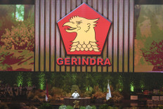 President Prabowo Subianto, who is also the chairman of the Gerindra party, delivers a speech at the celebration of the 17th anniversary of Gerindra at the Sentul International Convention Center in Bogor, West Java, on Feb. 15, 2025.