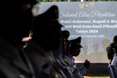 Governors-elect, regents-elects and their deputies attend a gathering in Merdeka Square, Central Jakarta, prior to marching together to the State Palace to attend the first-ever mass inauguration ceremony on Feb. 20, 2025, when President Prabowo Subianto installed 961 regional heads.