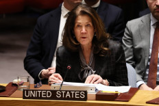 Ambassador Dorothy Camille Shea, chargé d'affaires ad interim of the United States, speaks during a United Nations (UN) Security Council meeting on Ukraine at the United Nations headquarters on February 24, 2025 in New York City. 