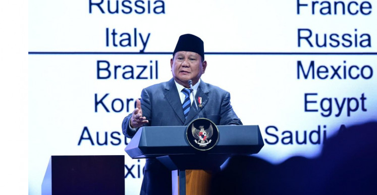 Seeking efficiency: President Prabowo Subianto attends the closing of the 6th Democratic Party Congress held on Feb. 25 at the Grand Ballroom, The Ritz-Carlton, Jakarta.