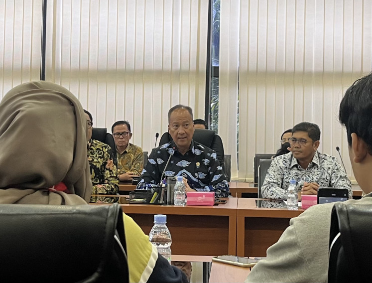 Industry Minister Agus Gumiwang Kartasasmita speaks on Feb. 26, 2025, during a press conference at the ministry's office in Jakarta.