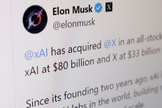 A message from xAI founder and CEO Elon Musk message is seen on social media platform X in this illustration photo taken on March 28, 2025.