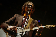 British pop band Pulp give a concert on the main stage of Sziget (Island) Festival on August 10, 2011 on 'Hajogyar' (Shipyard) Island in Budapest. 