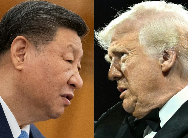 This combination of pictures created on April 09, 2025, shows, Chinese President Xi Jinping in Beijing on Feb. 6, 2025 and US President Donald Trump in Washington, DC on April 8, 2025.