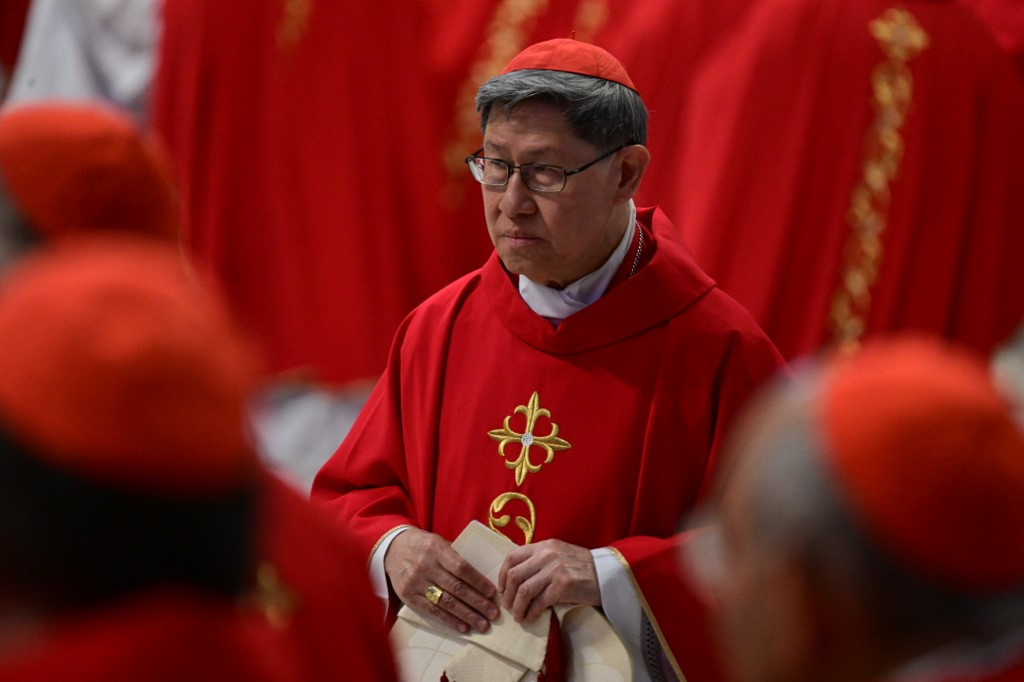 Cardinal Luis Antonio Tagle attends a mass at St Peter's basilica in The Vatican on April 30, 2025. 