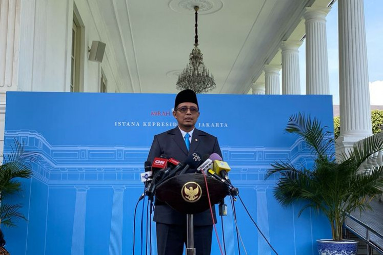 Presidential Communications Office (PCO) head Hasan Nasbi speaks at a press conference in Jakarta on February 24, after the launch of Indonesia’s sovereign wealth fund Danantara.
