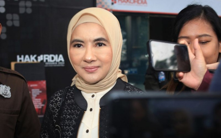 Former state energy company Pertamina president director Nicke Widyawato leaves the Corruption Eradication Commission (KPK) building in Jakarta on Jan. 10, 2025 after being interrogated as a witness in a case pertaining to procurement in the energy company between 2011 and 2021.