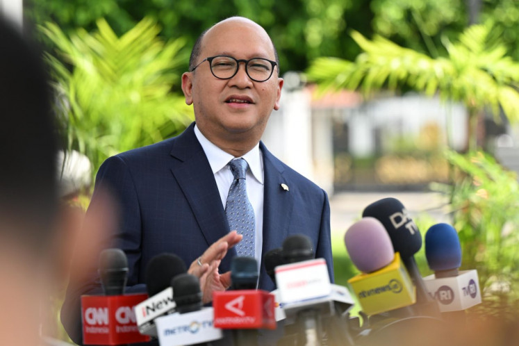 Danantara CEO Rosan Roeslani addresses reporters on May 7, 2025, at the presidential palace complex in Central Jakarta.