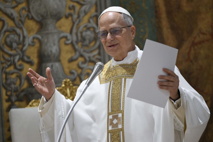 Newly-elected Pope Leo XIV speaks during a mass with cardinals in the Sistine Chapel in The Vatican on May 9, 2025 in this photo taken and handed out by the Vatican Media.
