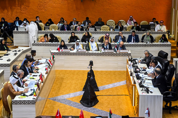 A general view of one of the meetings during the 2025 Parliamentary Union of the Organization of Islamic Cooperation Member States (PUIC) conference at the House of Representatives complex in Senayan, Jakarta on May 12, 2025.
