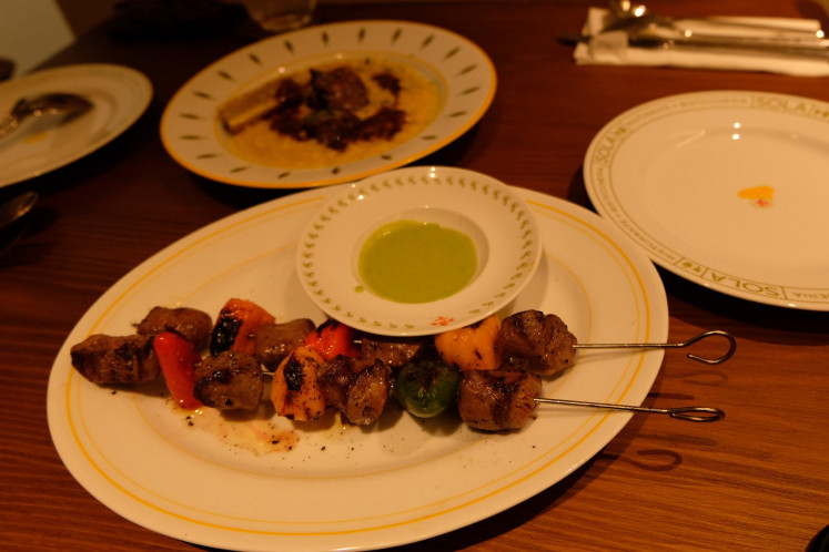 Subtle, smoky and meant to shine: Grilled Dorper lamb skewers with peppers and onions.