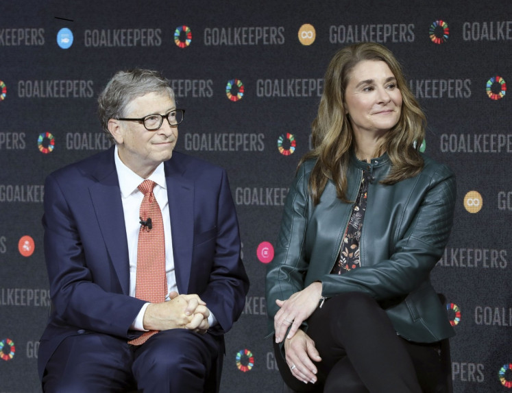 In this file photo taken on Sep. 26, 2018 Bill Gates and his wife Melinda Gates introduce the Goalkeepers event at the Lincoln Center in New York.Earlier this month the Bill and Melinda Gates Foundation committed up to $100 million for the global response to the outbreak (AFP/Ludovic Marin)