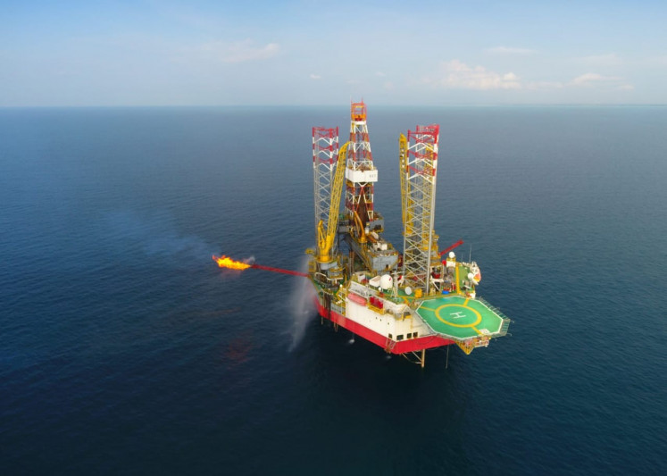 Out to sea: The Oyong oil and gas rig is seen in the Sampang Block, located in the Madura Strait, off the coast of East Java. Medco took over the block from Ophir Energy in 2019 after Medco acquired Ophir. 