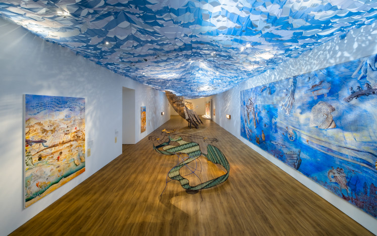 Ocean view: An installation view of Kei Imazu: The Sea is Barely Wrinkled that is being exhibited at Museum MACAN in West Jakarta from May 24 to Oct. 5. Courtesy of Liandro Siringoringo
