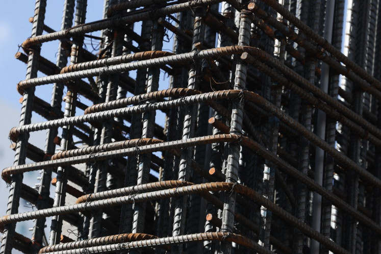 Steel rebar is used during the building of a condo tower on Feb. 10, 2025, in Miami, Florida, United States. US President Donald Trump said on Sunday he will introduce new 25% tariffs on all steel and aluminum imports into the US, on top of existing metals duties.