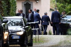  Members of the Iranian delegation leave the Omani embassy, where the fifth round of US-Iran talks takes place, in Rome, Italy on May 23, 2025.