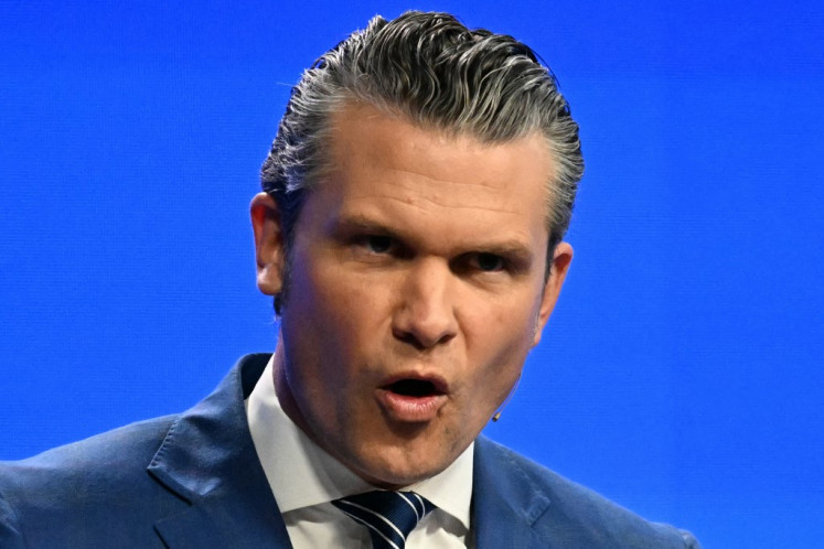 US Secretary of Defense Pete Hegseth delivers an address at the Shangri-La Dialogue Summit in Singapore on May 31, 2025. 