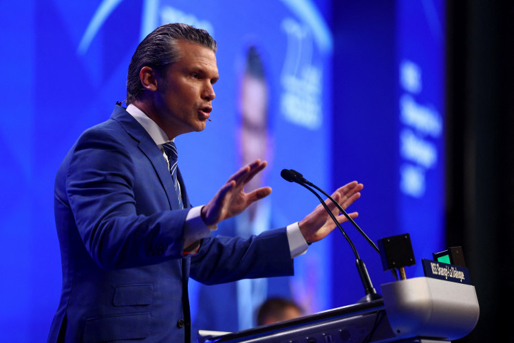  United States Defense Secretary Pete Hegseth speaks at the IISS Shangri-La Dialogue security summit in Singapore, May 31, 2025.
