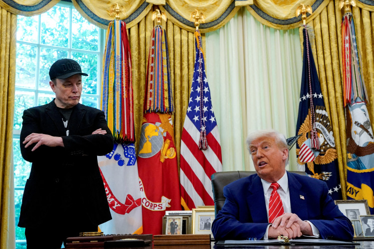 US President Donald Trump and Elon Musk attend a press conference in the Oval Office of the White House in Washington, D.C. on May 30, 2025.