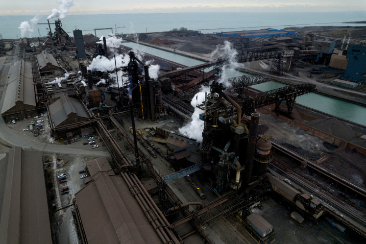 A drone view shows Gary Works, the largest integrated steel mill in the US, which is operated by US Steel, in Gary, Indiana, US, on Dec. 12, 2024.