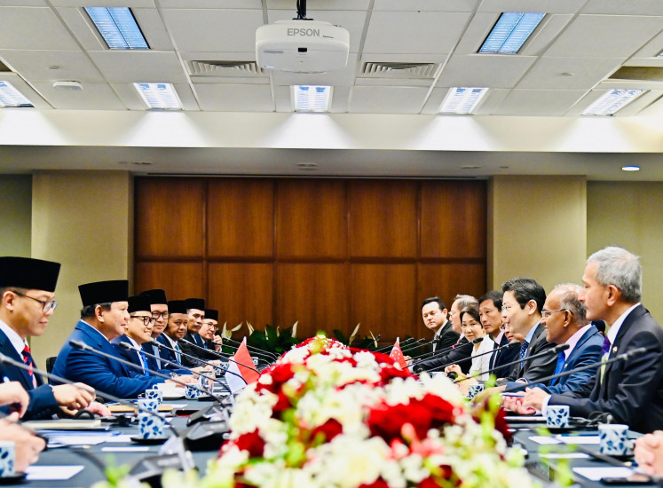 President Prabowo Subianto and his ministers attend the annual leaders’ retreat with Singapore Prime Minister Lawrence Wong and his delegation at the Parliament House in Singapore on June 16, 2025. It is the highest-level meeting between Indonesia and Singapore, and the first for both recently inaugurated leaders.