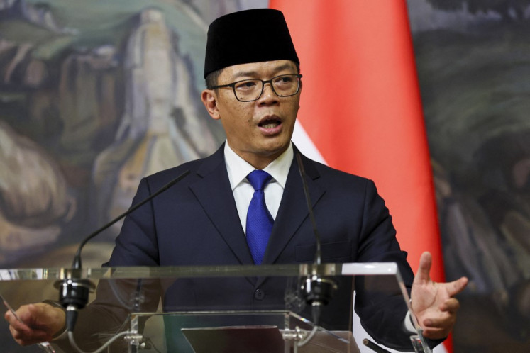 Foreign Minister Sugiono speaks during a joint press briefing with Russian Foreign Minister Sergey Lavrov following their meeting in Moscow on June 17, 2025.