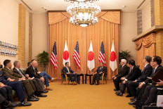 Japanese Prime Minister Shigeru Ishiba gives his opening speech at the beginning of the meeting with United States Secretary of Defense Pete Hegseth at his office in Tokyo on March 30, 2025.