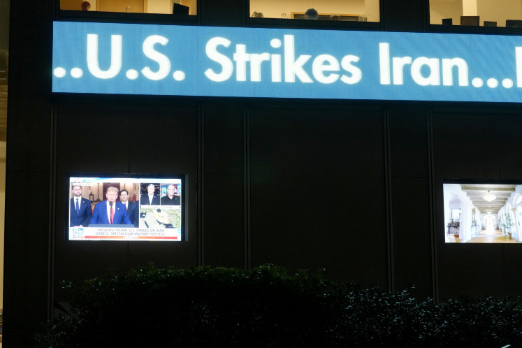  A Fox News ticker displays a headline about US strikes on Iran's nuclear facilities, in New York City, US, on June 21, 2025.