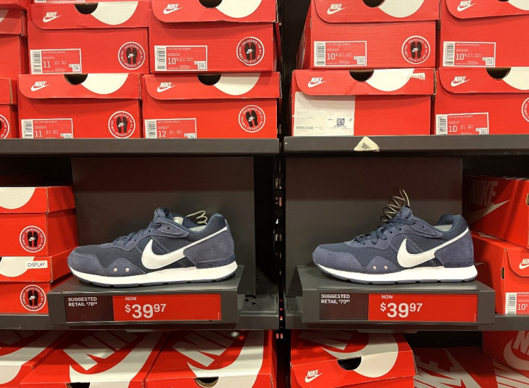 Nike shoes are displayed on a shelf at a Nike factory store on June 28, 2022 in Milpitas, California, US.