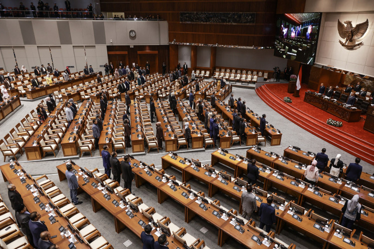 Lawmakers attend a House of Representatives plenary session at the Senayan legislative complex in Jakarta on July 1, 2025.
