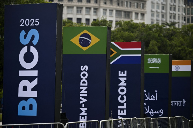 View of banners of the BRICS summit in the surroundings of the Modern Art Museum (MAM) where the BRICS summit 2025 will be held in Rio de Janeiro, Brazil on July 3, 2025.