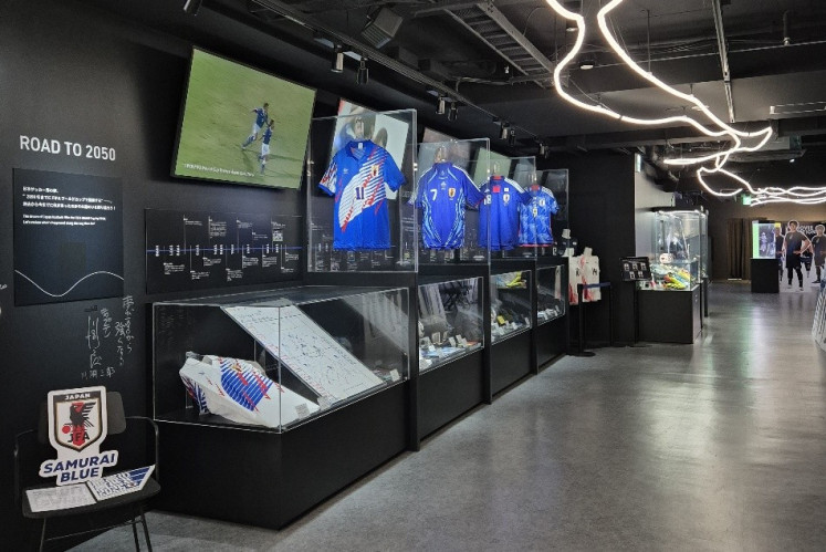 Clear path: A roadmap of the Japanese national soccer team’s bid to win the World Cup in 2050 highlights the Blue-ing, a mini museum of the Samurai Blue located inside Tokyo Dome City, the home base of the Tokyo Giants baseball club.