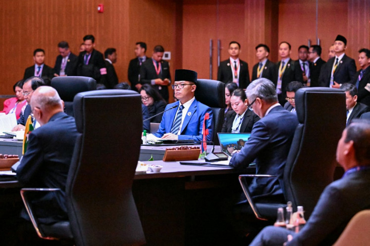 Foreign Minister Sugiono (center) attends the plenary session of the 58th ASEAN Foreign Ministers' Meeting on July 9, 2025, at the Kuala Lumpur Convention Centre in Malaysia.