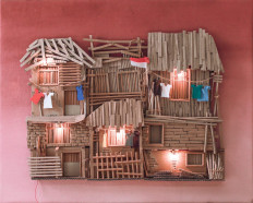 Empathy and precision: 'Homes at the Edge of a Dream' by Benny Raharjo, mixed media, 53 x 70 centimeters, 2025.