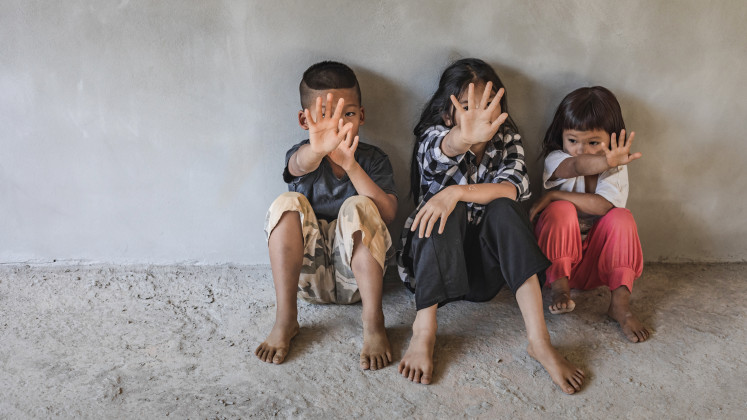 Stock illustration of child abuse.