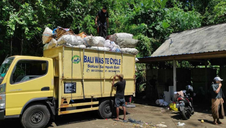 Collected waste is dropped off at Bali Waste Cycle (BWC)'s processing facility in Klungkung regency, Bali.