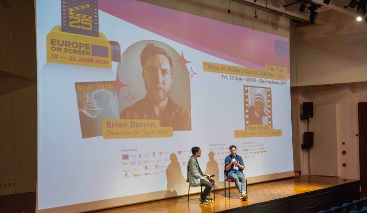 Director Brian Durnin presents “Spilt Milk” to local audiences during the Europe on Screen festival in Jakarta in April 2025.