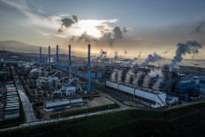 Smoke rises at Weda Bay Industrial Park (WBIP), a major nickel processing and smelting hub, in Lelilef Sawai, Central Halmahera, North Maluku.