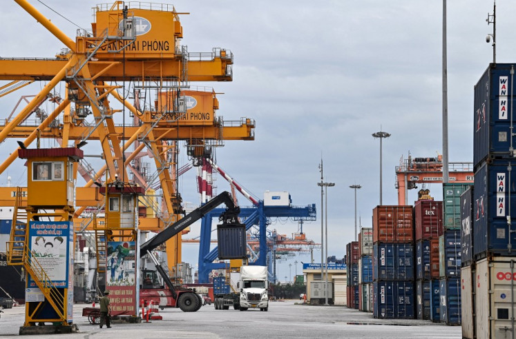 This picture taken on Aug. 29, 2023, shows the Tan Vu container port in Hai Phong, Vietnam. The administration US former US president Joe Biden sought to boost economic ties with Vietnam as Washington looked to reduce reliance on China.