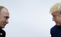 United States President Donald Trump (right) attends a meeting with Russia's President Vladimir Putin during the G20 summit in Osaka, Japan on June 28, 2019.