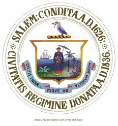 Shared historical heritage: The historic city seal of Salem, Massachusetts in the United States, features the image of an Acehnese figure set against a backdrop of a sailing ship and palm trees.