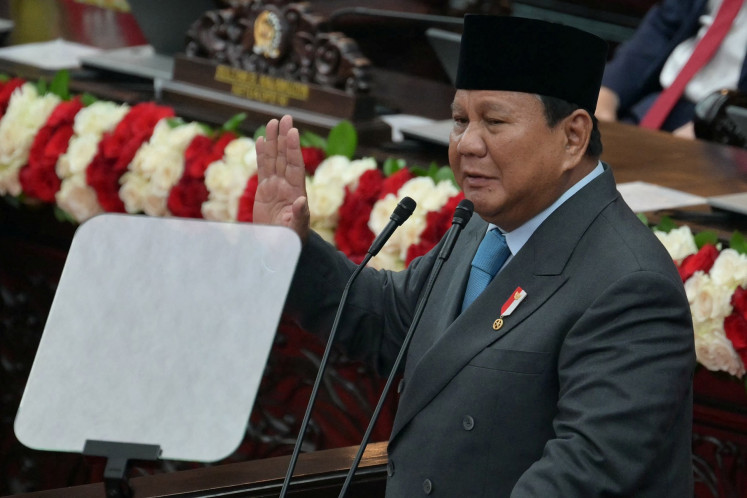 President Prabowo Subianto delivers his annual State of the Nation address during the People's Consultative Assembly (MPR) plenary meeting on Aug. 15 at the Senayan legislative complex in Jakarta, ahead of the country's 80th Independence Day.
